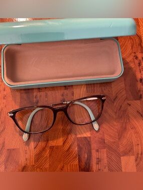 Tiffany & Co. Women's Eyeglass Frames Brown Tortoise. Pearl Details. With Case